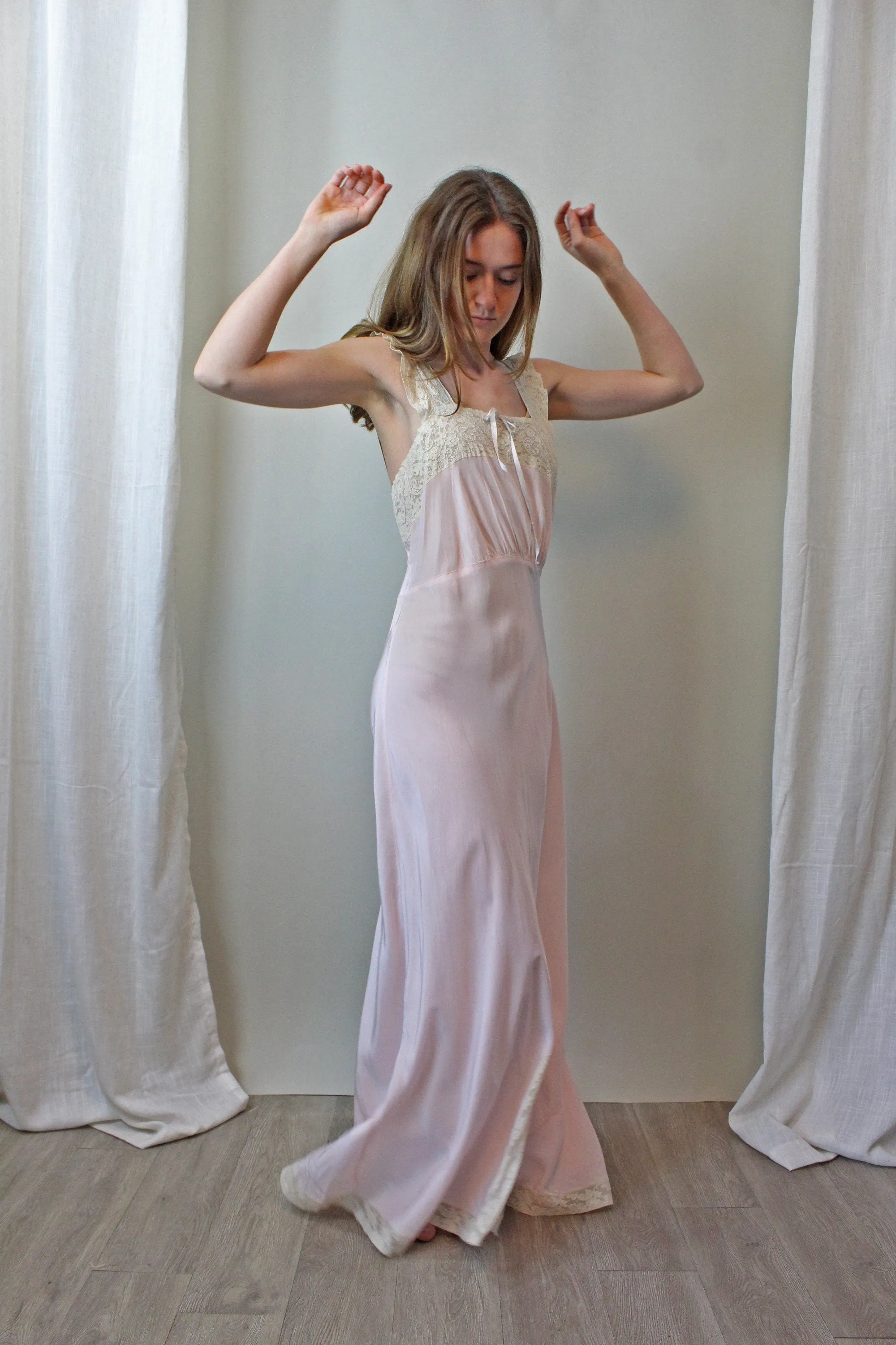 1940s MISS RITZ rayon lingerie slip nightgown small medium | new fall