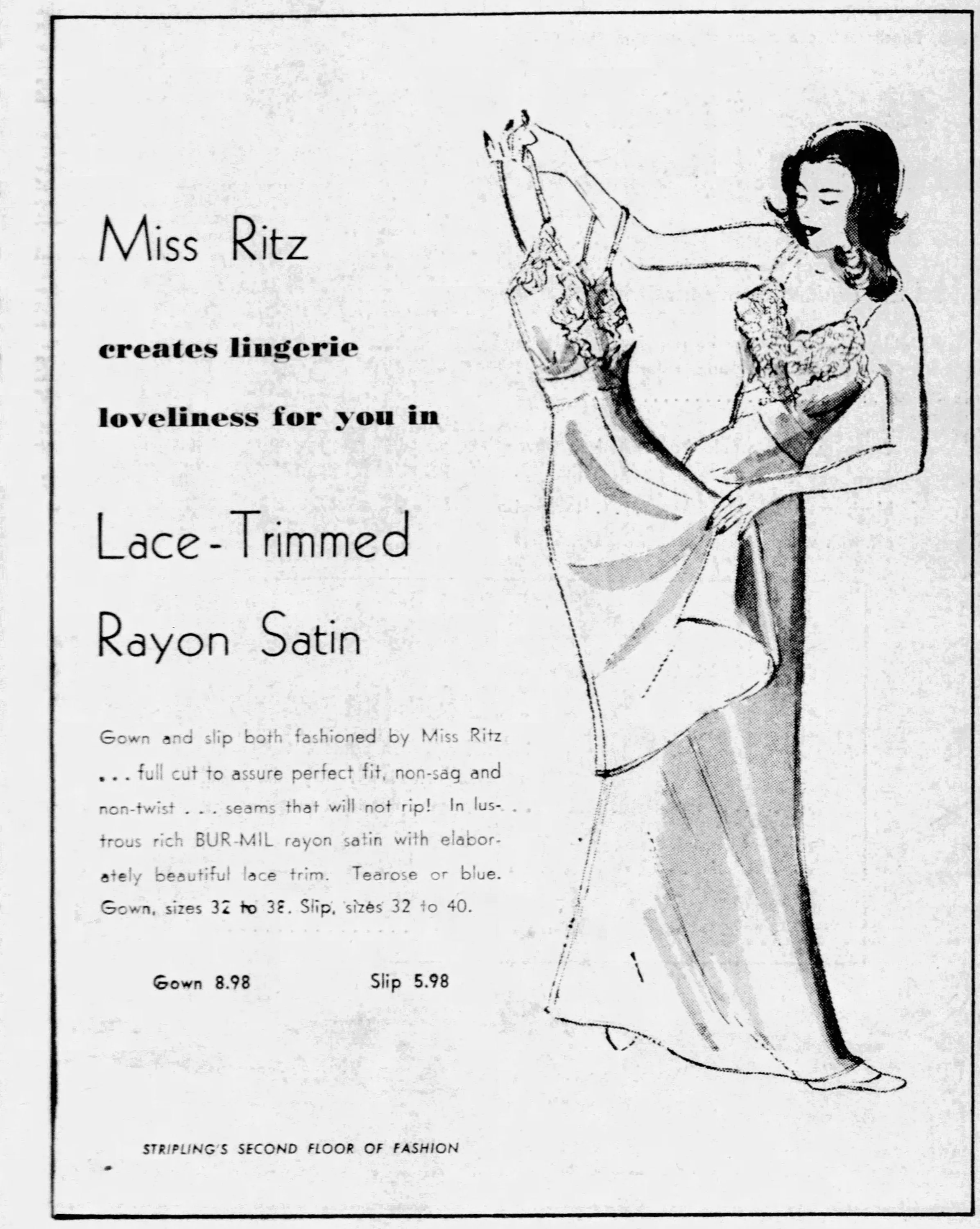 1940s MISS RITZ rayon lingerie slip nightgown small medium | new fall
