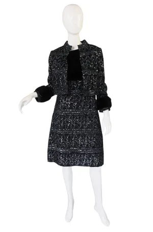 1960s Sequin and Mink Jacket & Dress