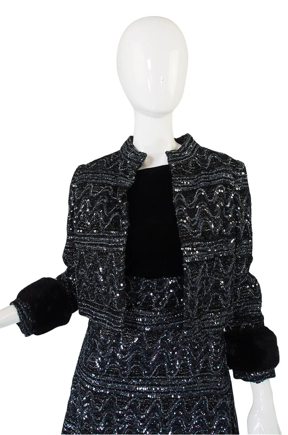 1960s Sequin and Mink Jacket & Dress