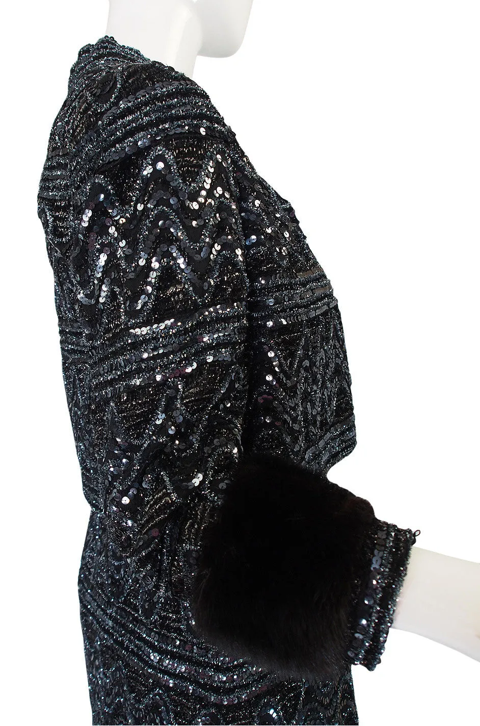 1960s Sequin and Mink Jacket & Dress