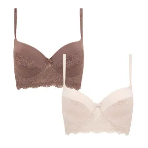 2 Pack Lace Longline Bra