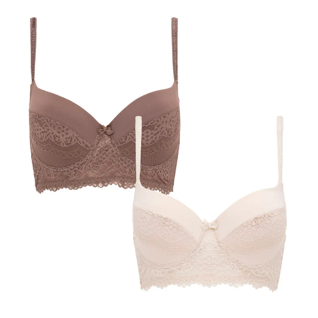 2 Pack Lace Longline Bra