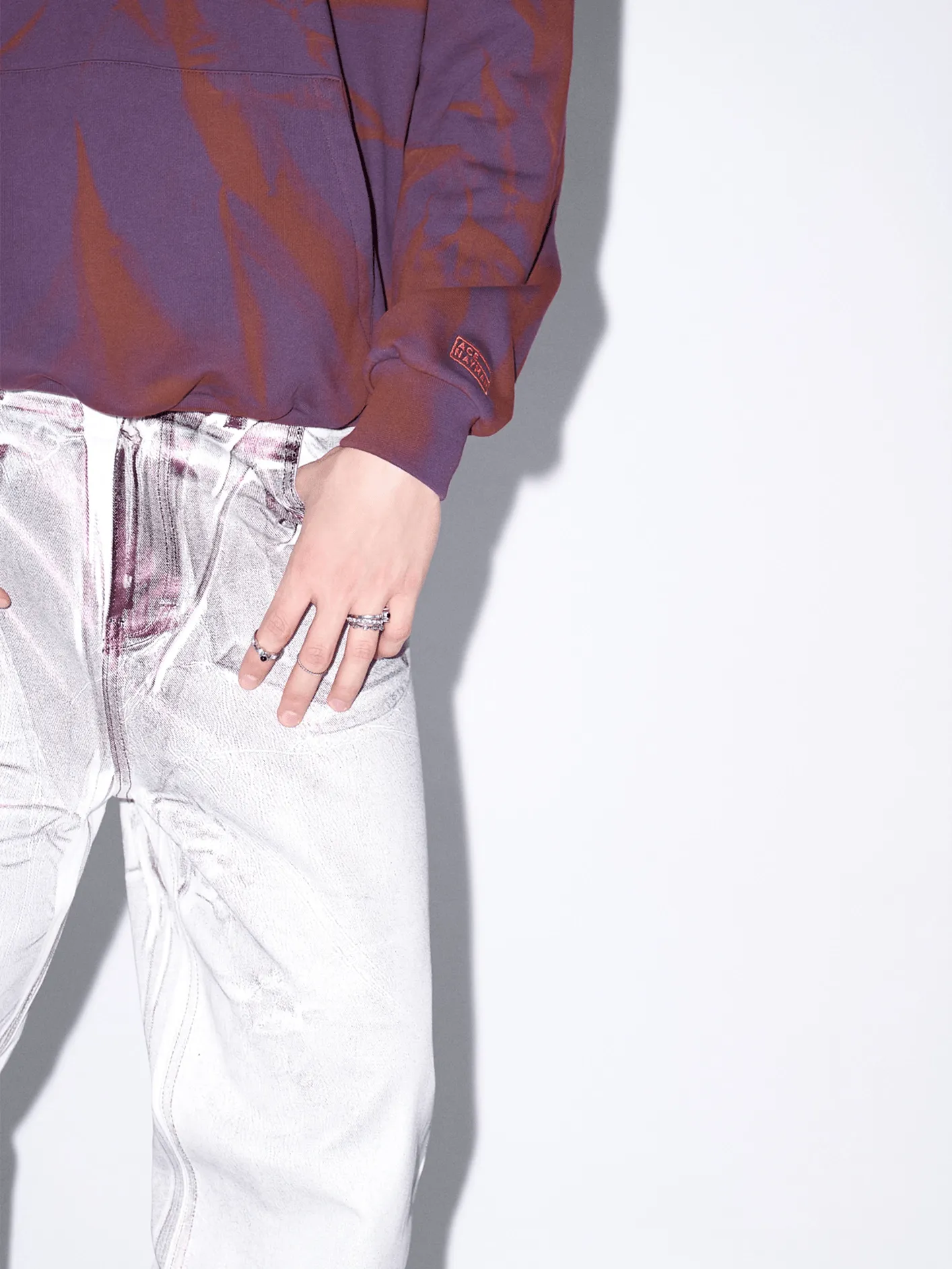 Adam Pants - White & Metallic Purple