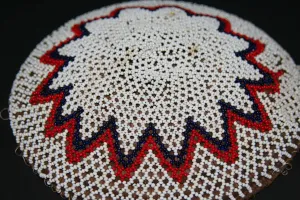 African Zulu Beer Pot Cover Imbenge White, Red, Black Beads