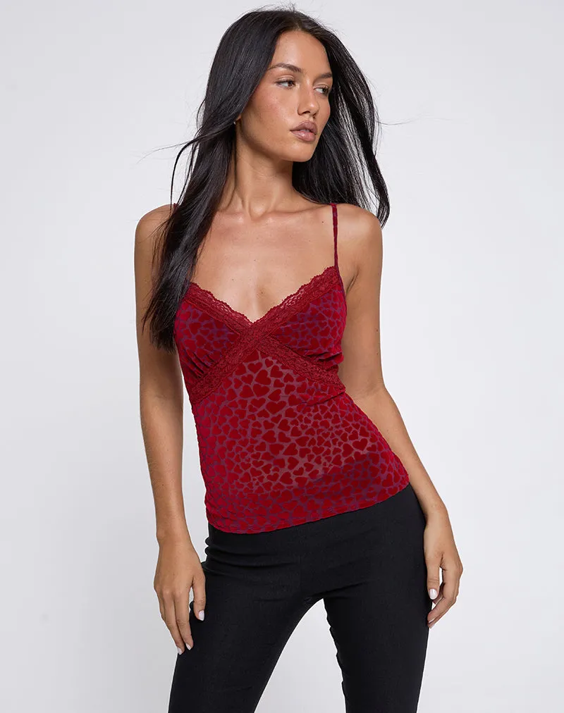 Alcesta Cami Top in Heart Flock Maroon