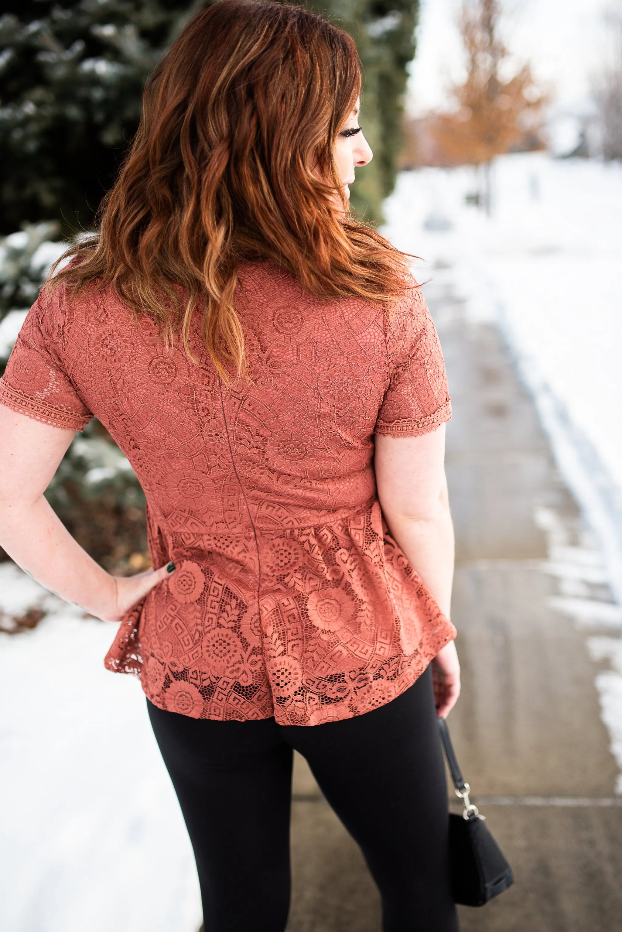 All Laced Up Top In Tawny Rose