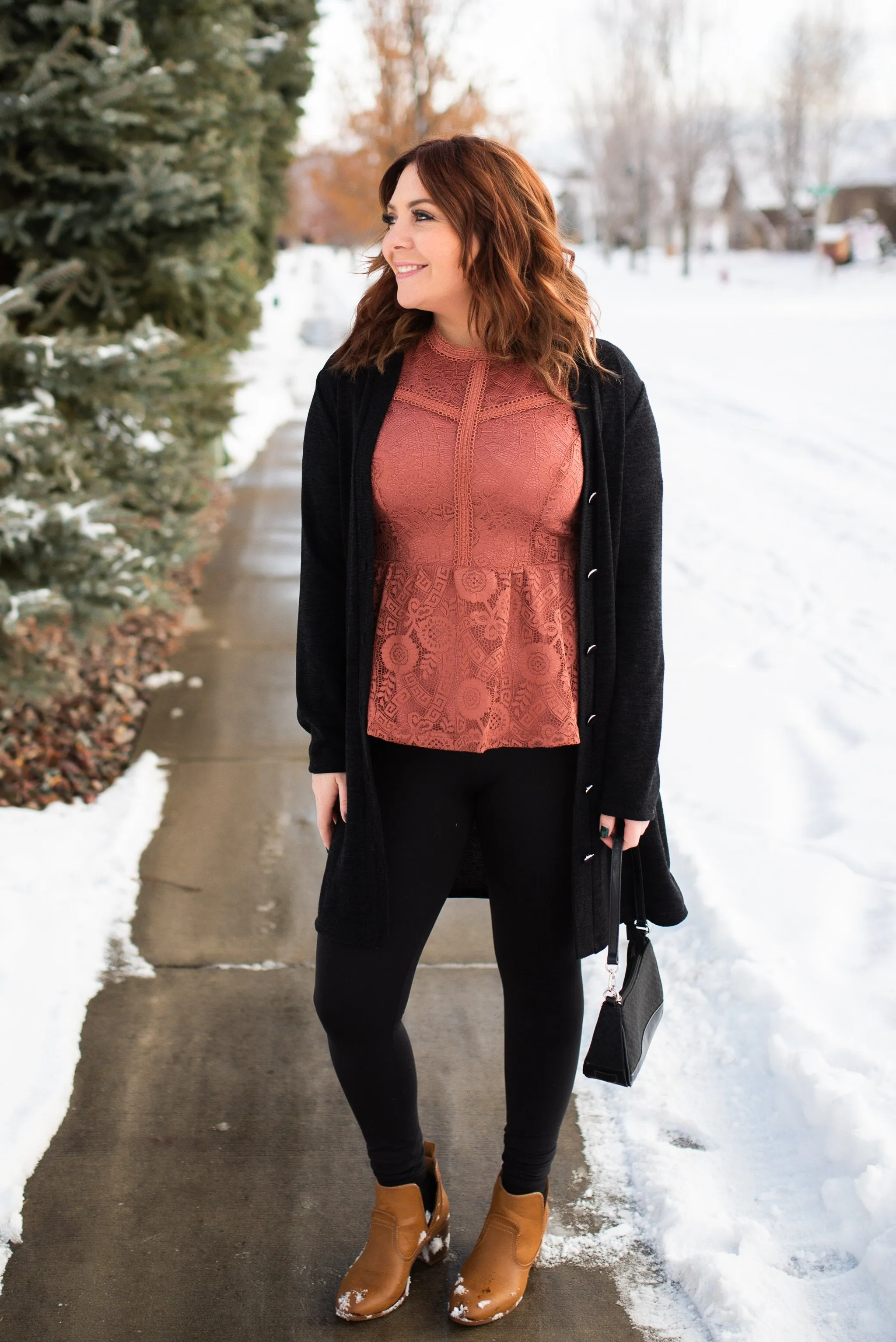 All Laced Up Top In Tawny Rose