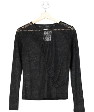 All Saints Black Edana Lace Top UK 10