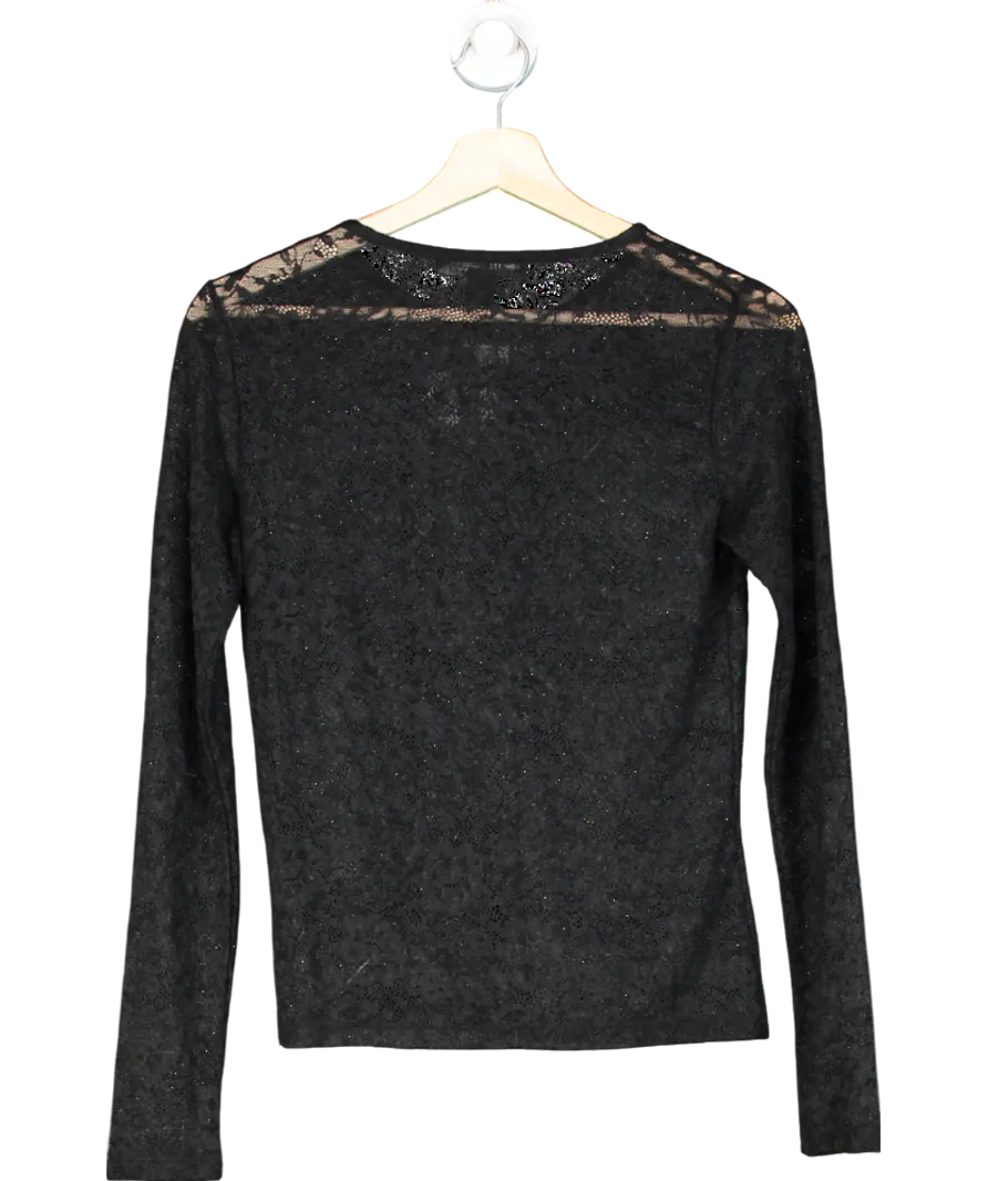 All Saints Black Edana Lace Top UK 10