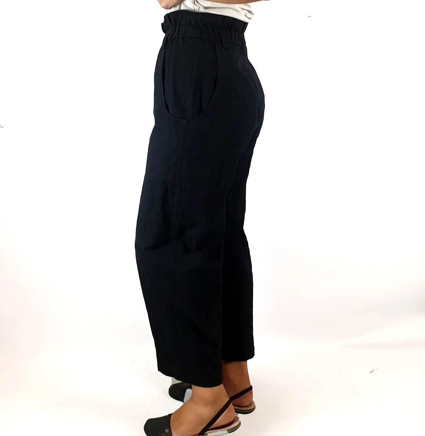 Alpha 60 black cotton-metalic high waisted pants size XS, best fits size 8