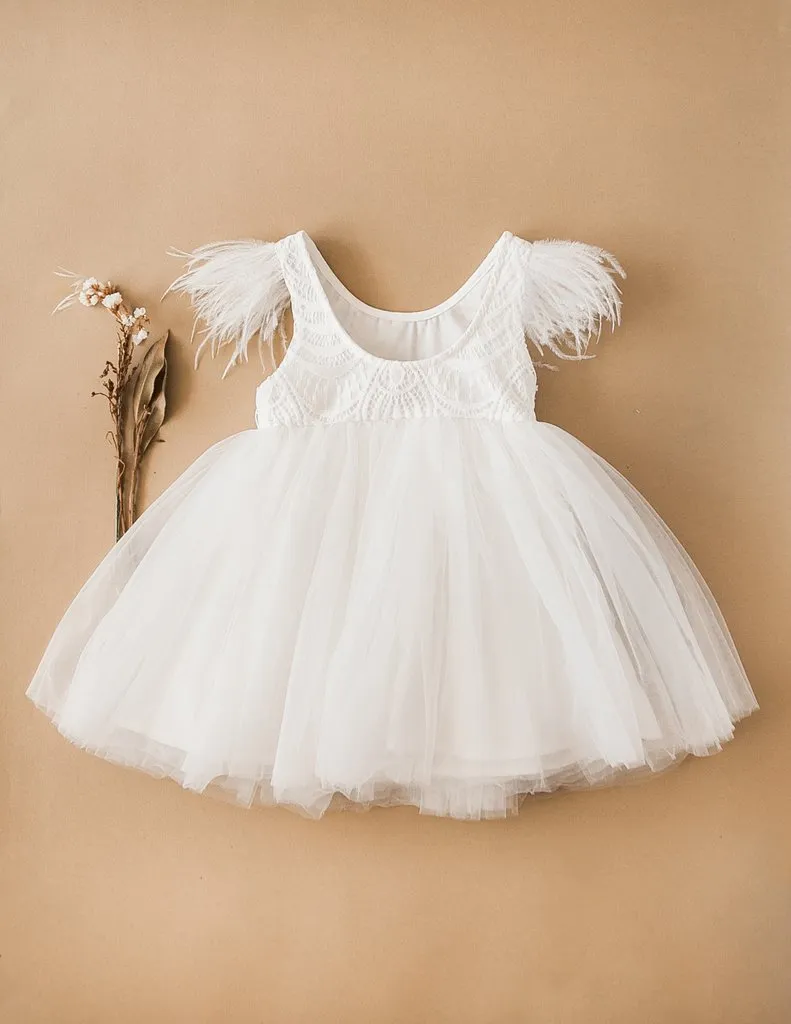 Angelina Feather & Lace Gown
