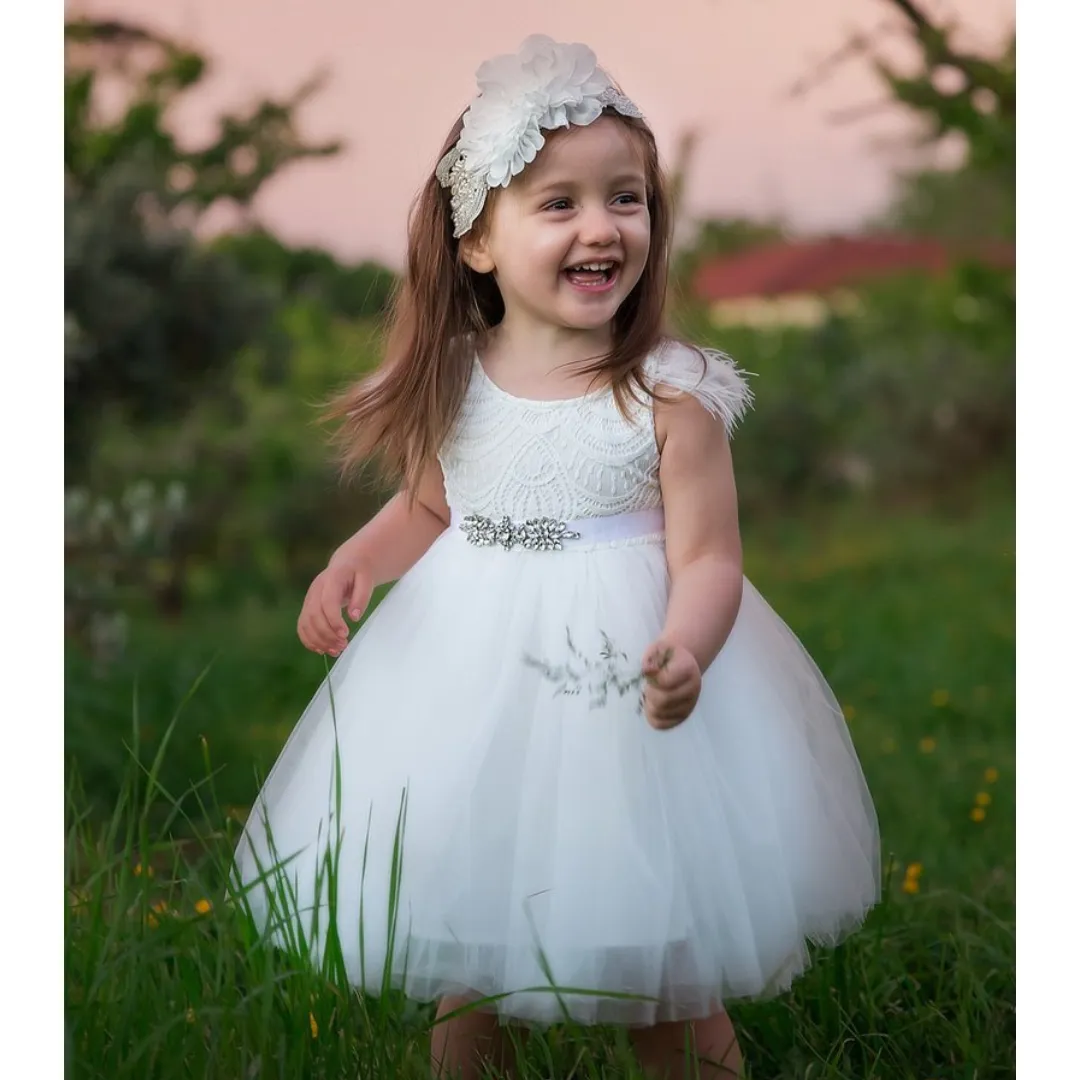 Angelina Feather & Lace Gown