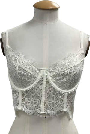 Anthropologie White Lace Bustier Bralette UK L