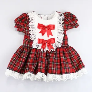 Baby Girls Red Tartan Dress with bows