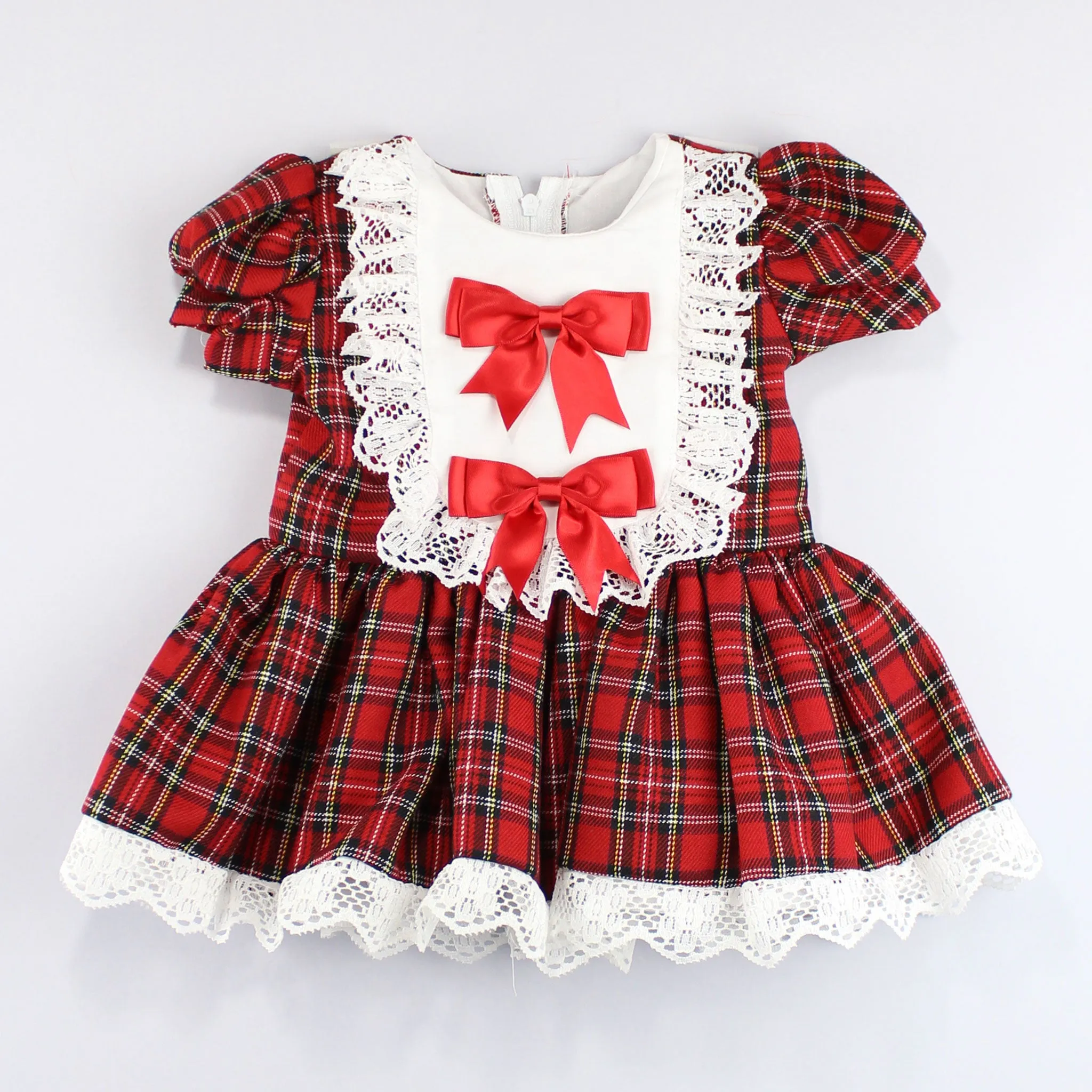 Baby Girls Red Tartan Dress with bows