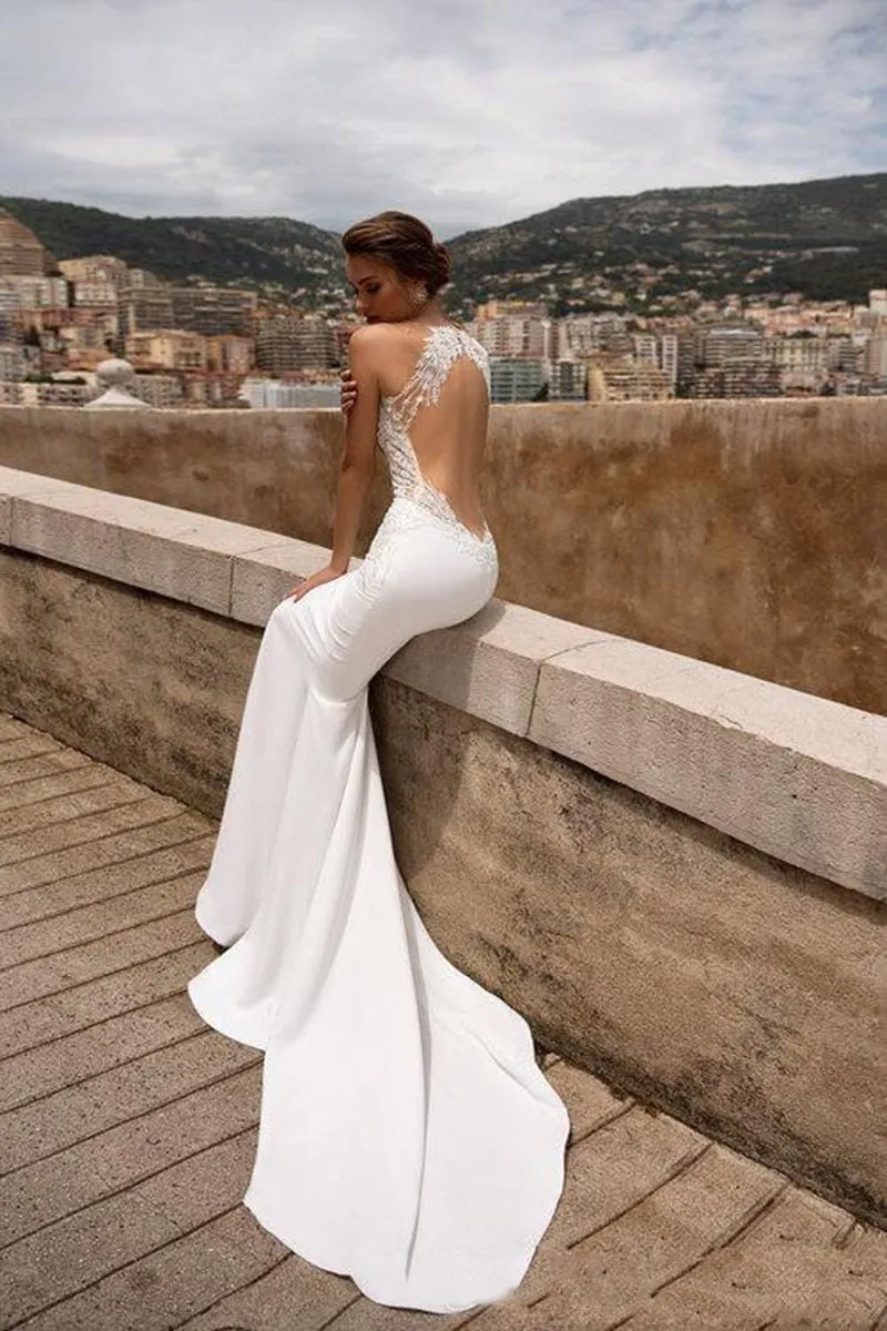 Backless Beach Wedding Bridal Gowns