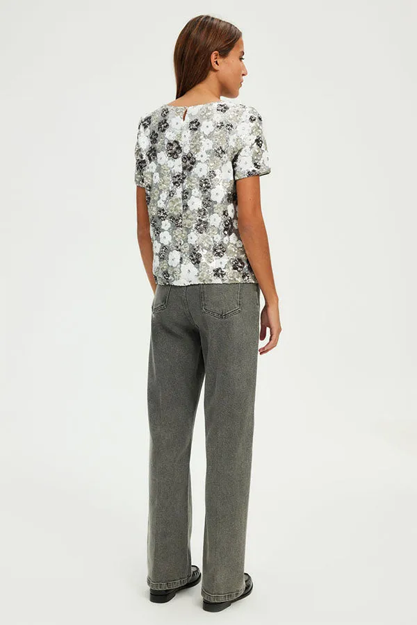 BENITA SEQUINED FLORAL TOP