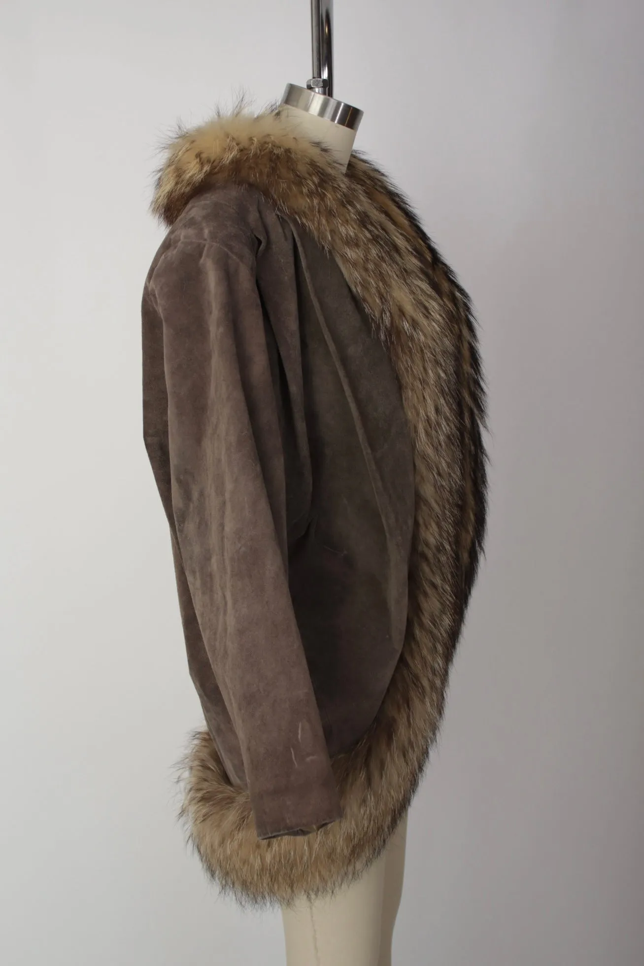 Bill Blass Suede & Coyote Fur Coat