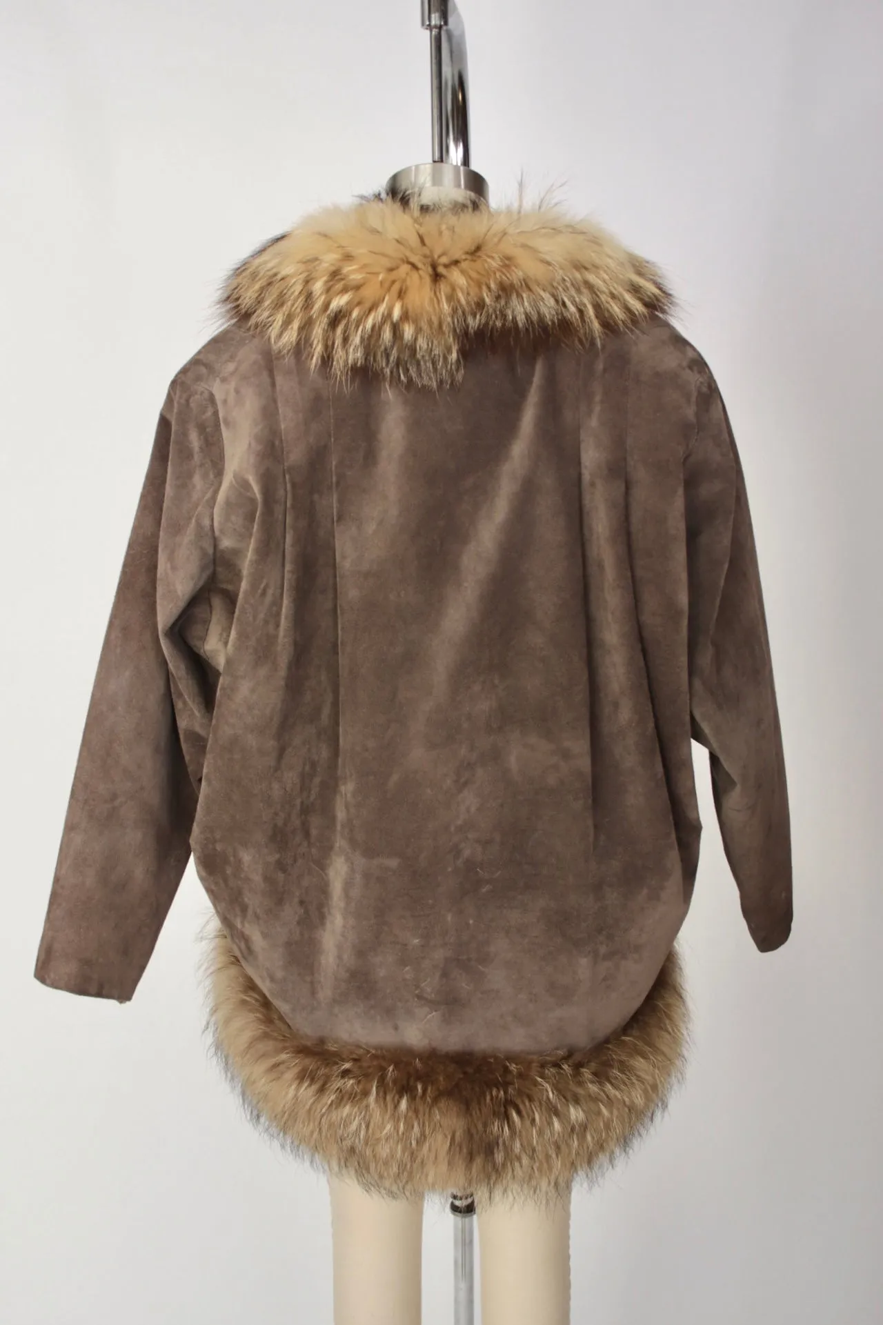 Bill Blass Suede & Coyote Fur Coat