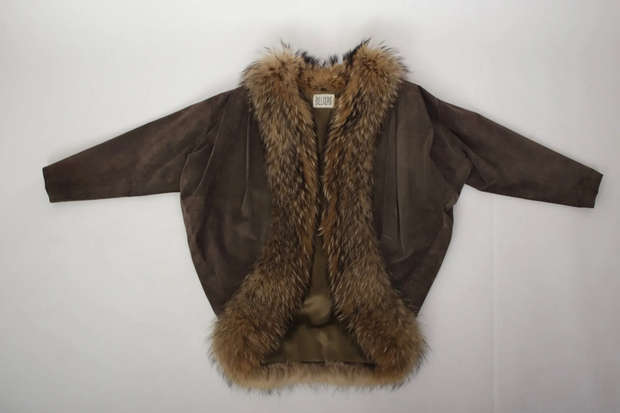 Bill Blass Suede & Coyote Fur Coat