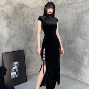 Black cheongsam dress KF81811