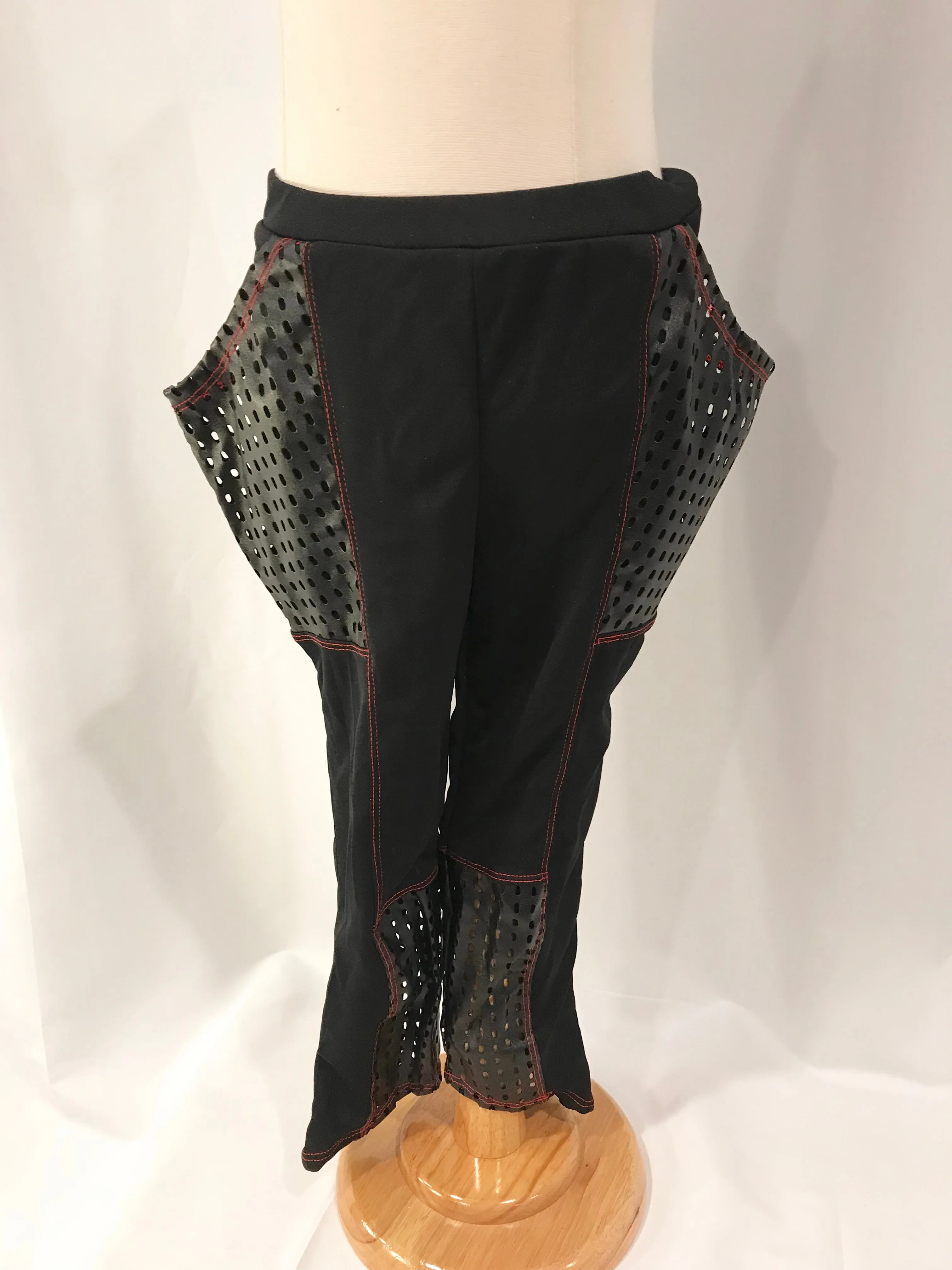 Black Leather Net Pants