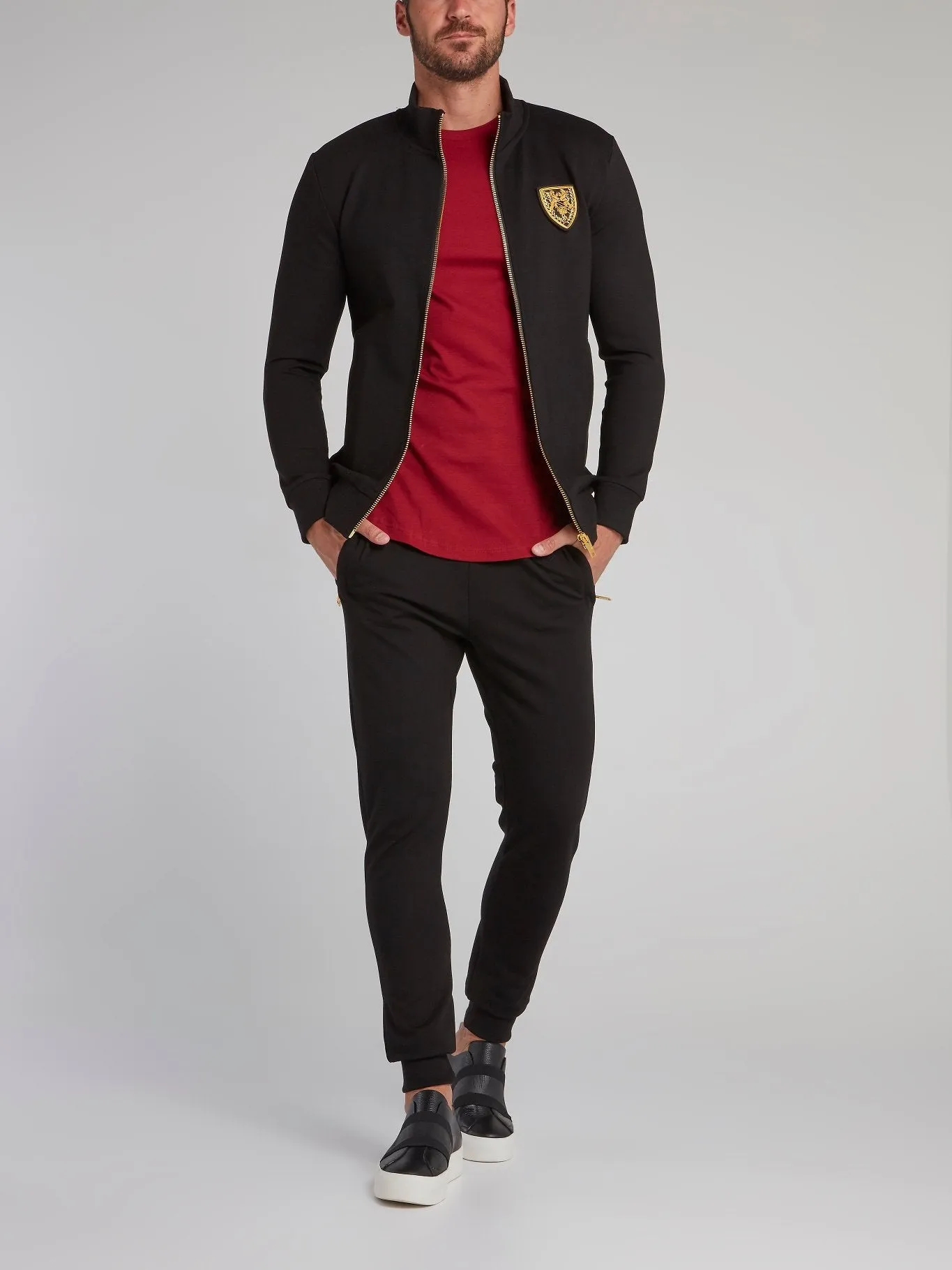 Black Studded Logo Jogging Jacket