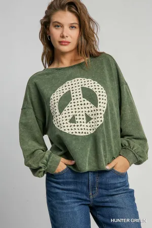 Blair Peace Lace Applique Top - Hunter Green