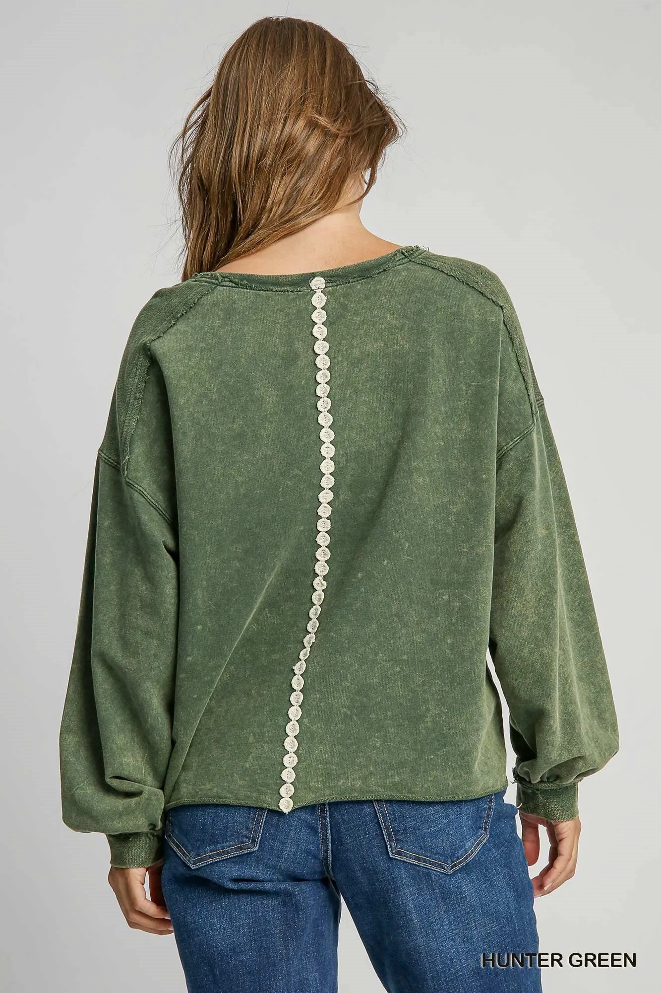 Blair Peace Lace Applique Top - Hunter Green
