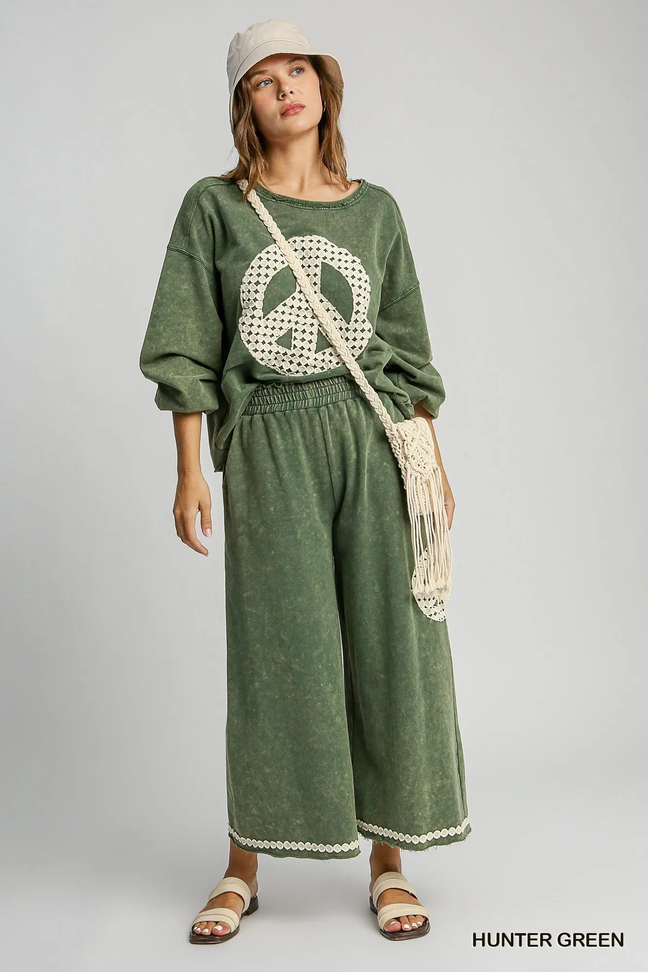 Blair Peace Lace Applique Top - Hunter Green