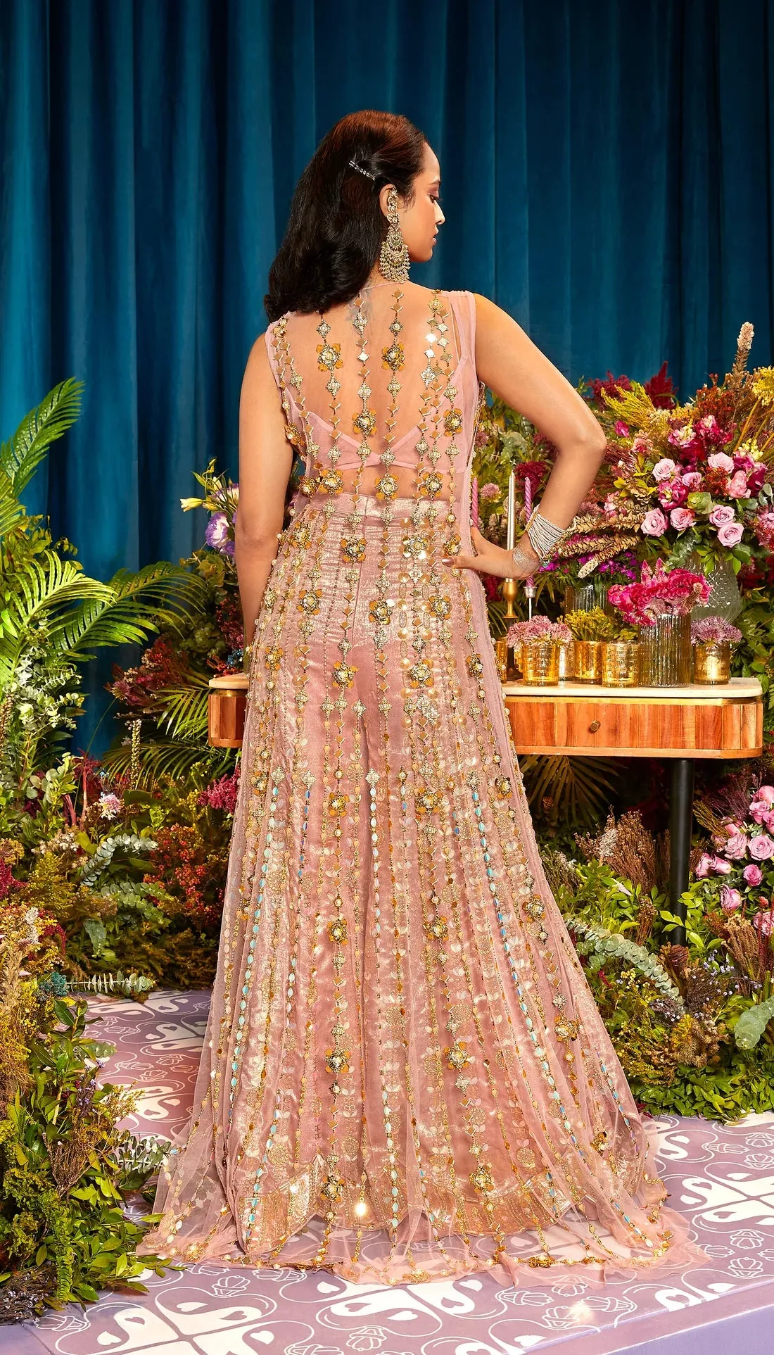 BLAIR - ROSE PINK AND GOLD SHARARA SET