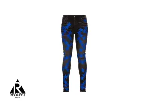 Blue Leather Star Applique Chemist Denim "Aged Black"