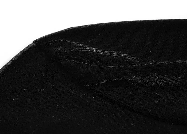 Brinley turn-down collar Long sleeve Single-breasted lace-up Velvet Keep warm Black Dress