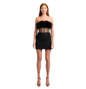 Briolette Black Feather Corset Dress