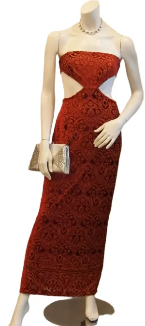 Burnt Sunset Vintage Orange Cutout Dress