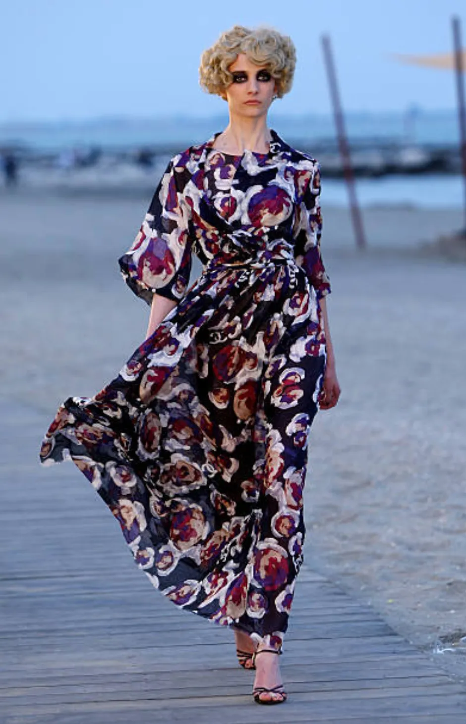 Chanel Cruise 2010 by Karl Lagerfeld Runway Look 33 'Painted' Silk Floral Dress