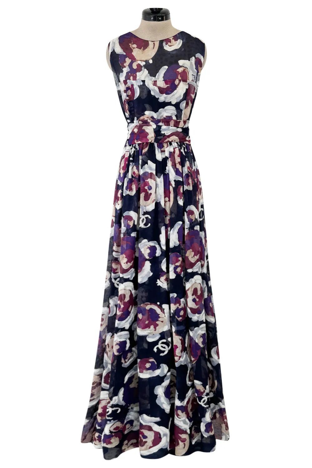 Chanel Cruise 2010 by Karl Lagerfeld Runway Look 33 'Painted' Silk Floral Dress