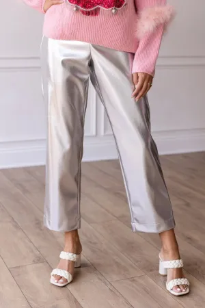 Change of Pace Metallic Pants in Silver by Southern Grace