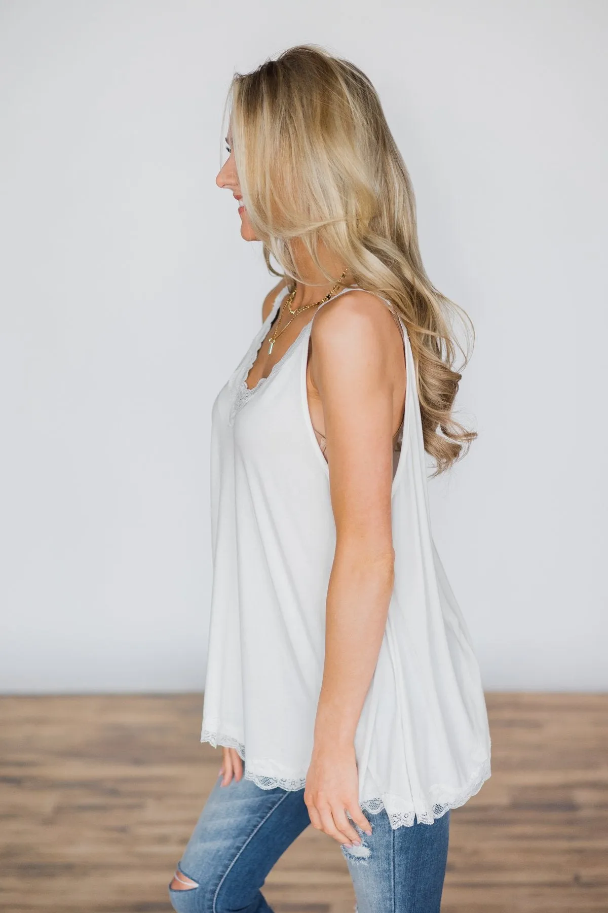 Cherished Moment Ivory Lace Tank Top