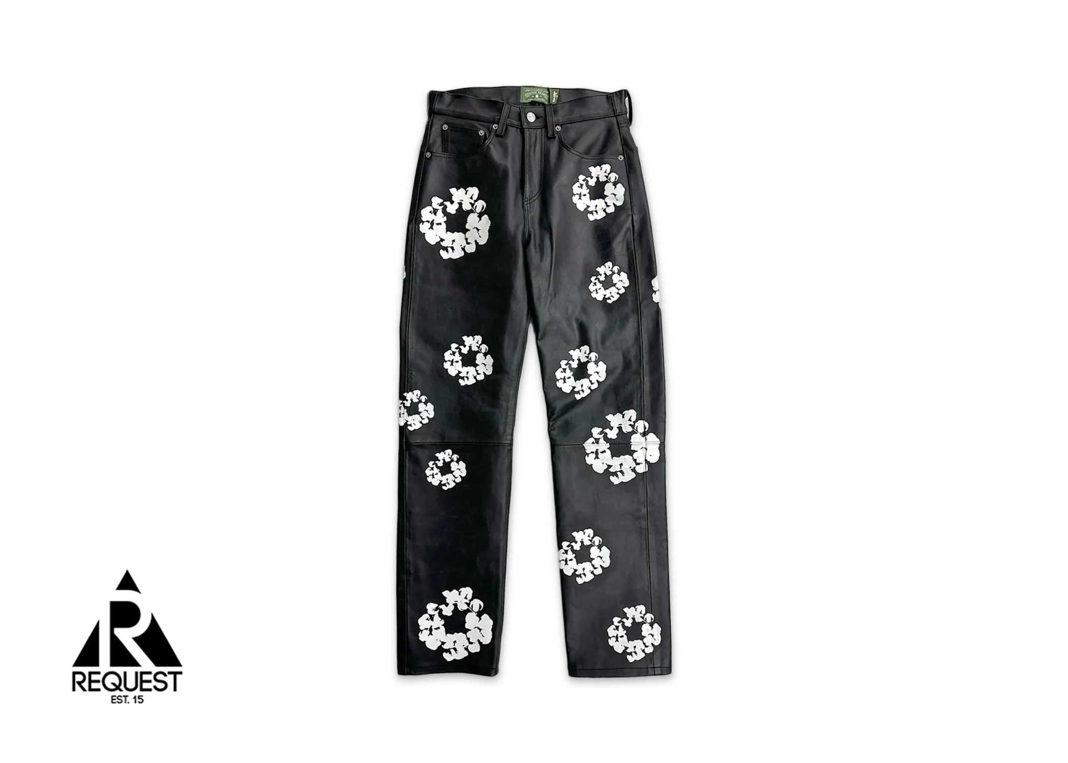 Cotton Wreath Leather Jeans "Black"