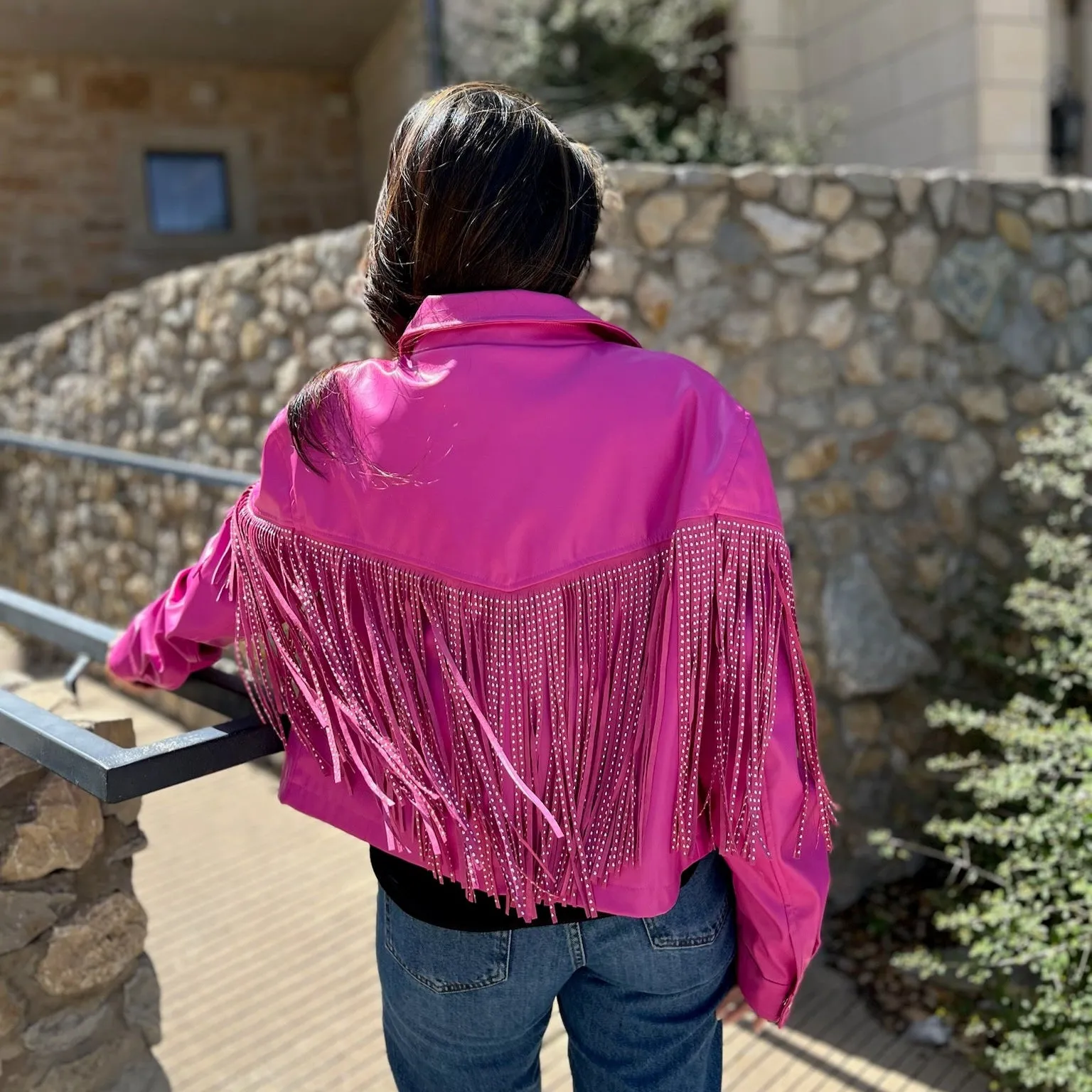Country Sweetheart Studded Fringe Leather Jacket-FINAL SALE