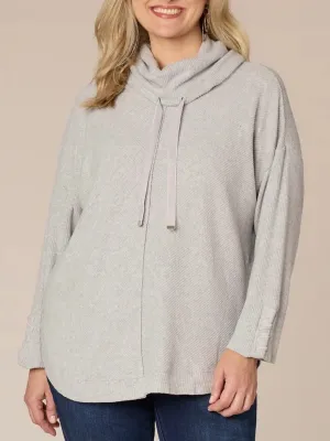 Cowl Neck Top with Tie - Heather Grey FINAL SALE