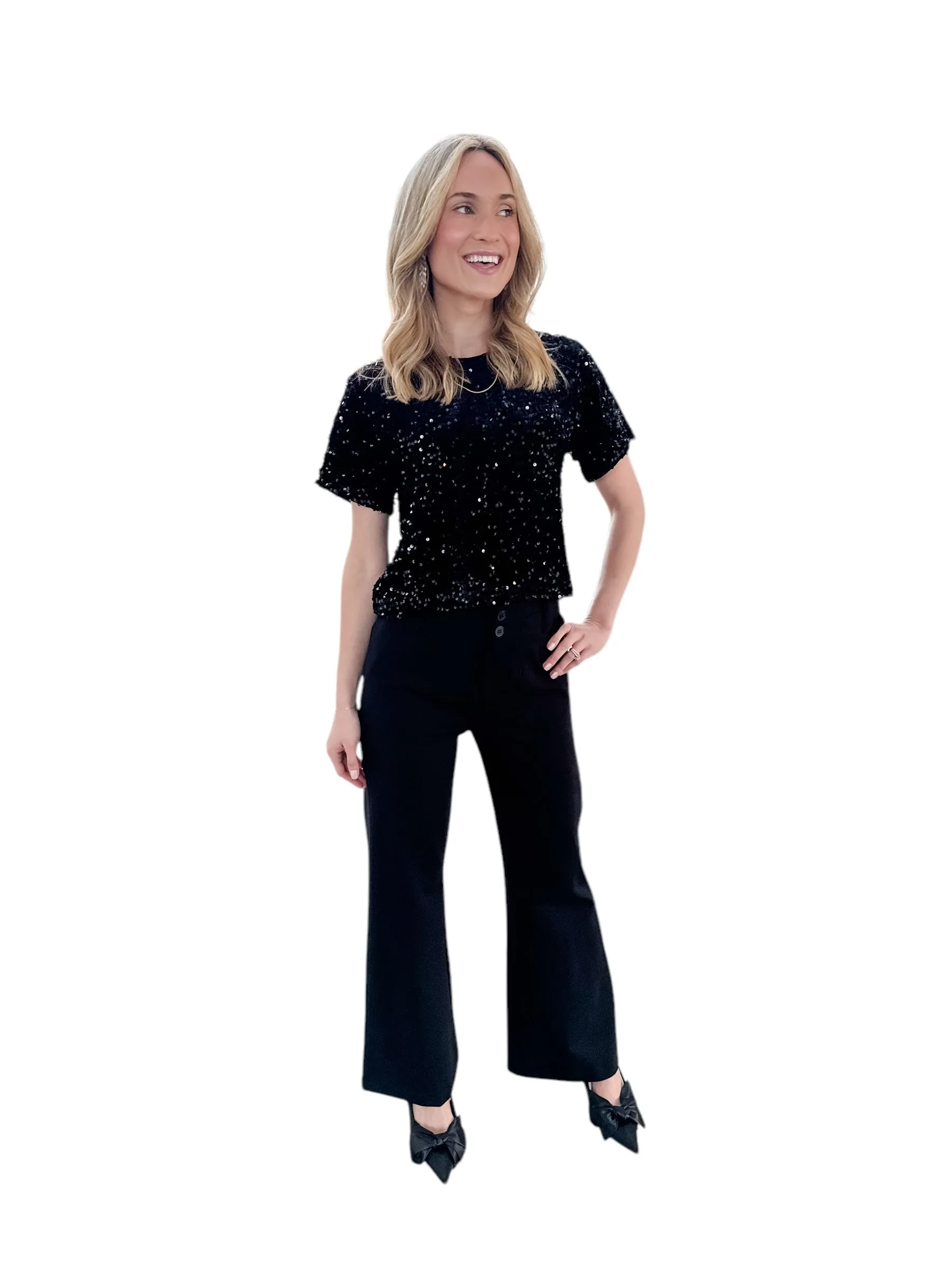 Cressa Sequin Black Velvet Top by Steve Madden