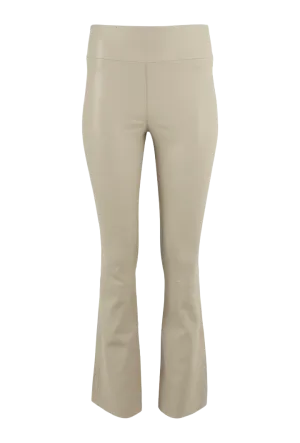 Crop Flare Leather Legging in Alabaster