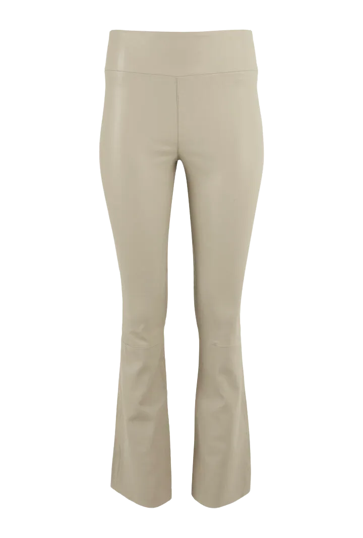 Crop Flare Leather Legging in Alabaster