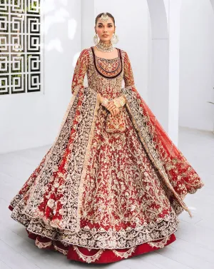 Dark Red Lehenga Frock Bridal Pakistani Wedding Dresses