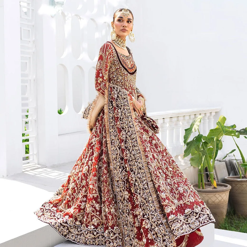 Dark Red Lehenga Frock Bridal Pakistani Wedding Dresses