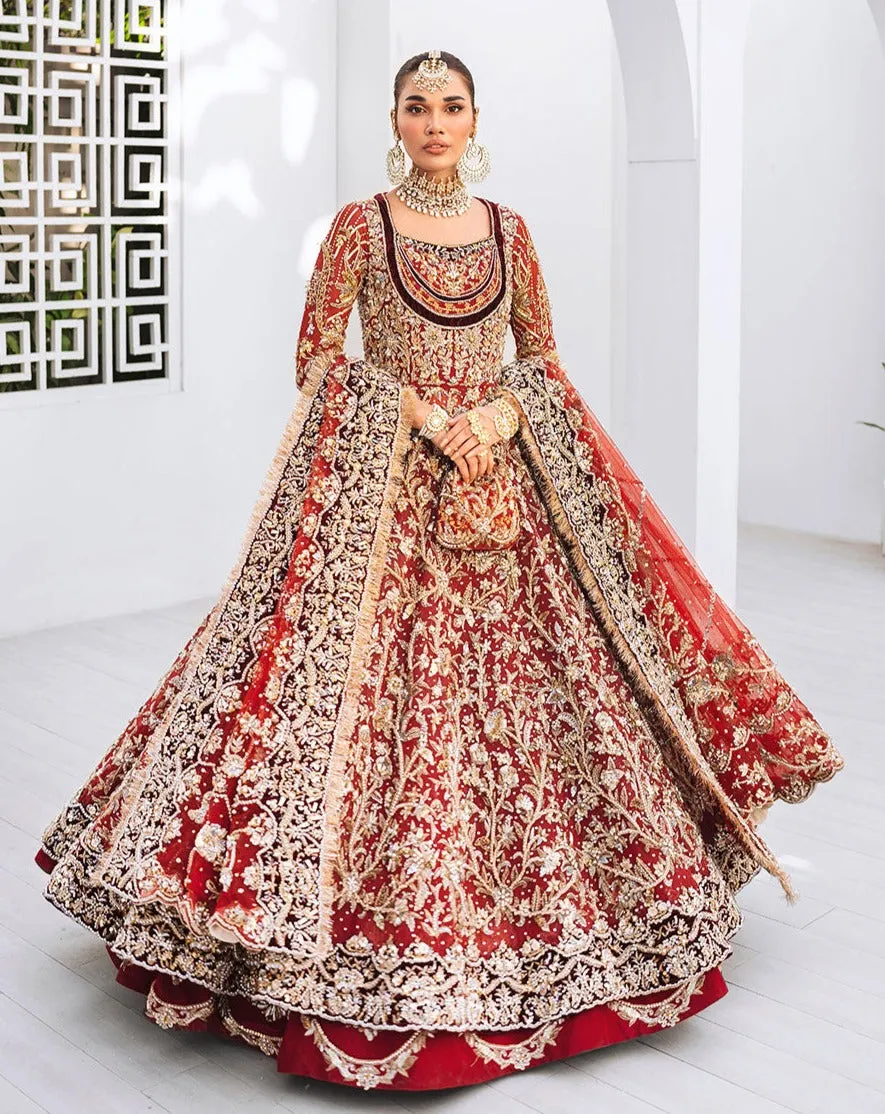 Dark Red Lehenga Frock Bridal Pakistani Wedding Dresses