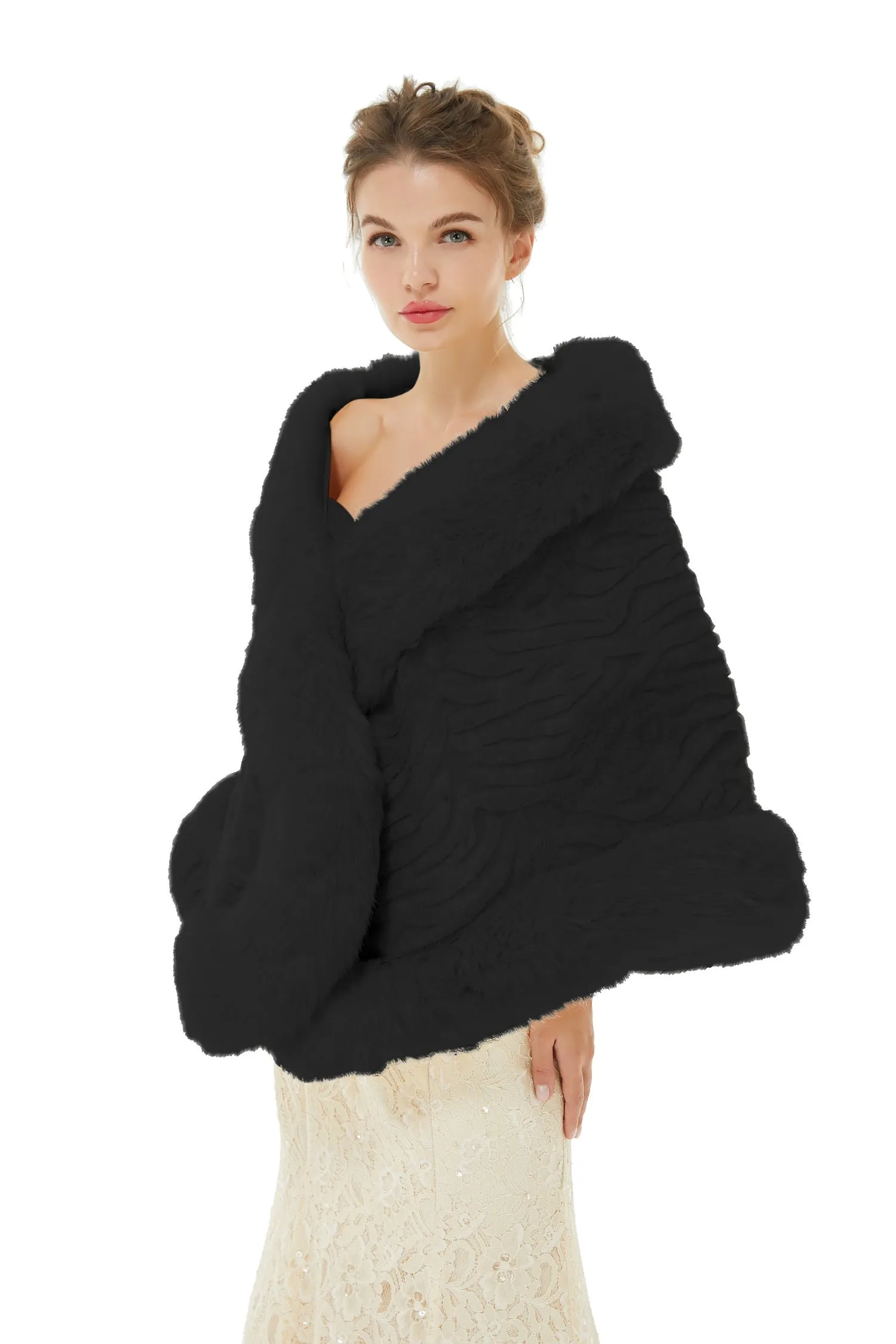 Della - Winter Faux Fur Wedding Wrap